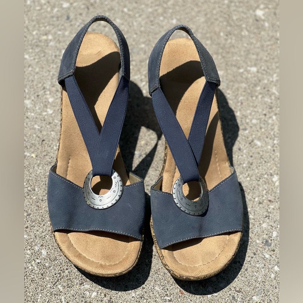 Rieker Super Cute & Comfy Soft Denim Blue Suede Sandal